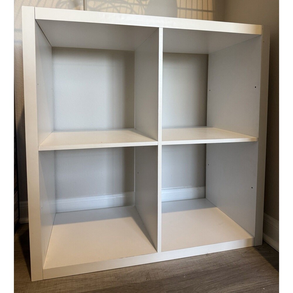 White 4-Cube Storage Shelf Unit Fabric Bin, Freestanding 35x30x30 PICK UP ONLY